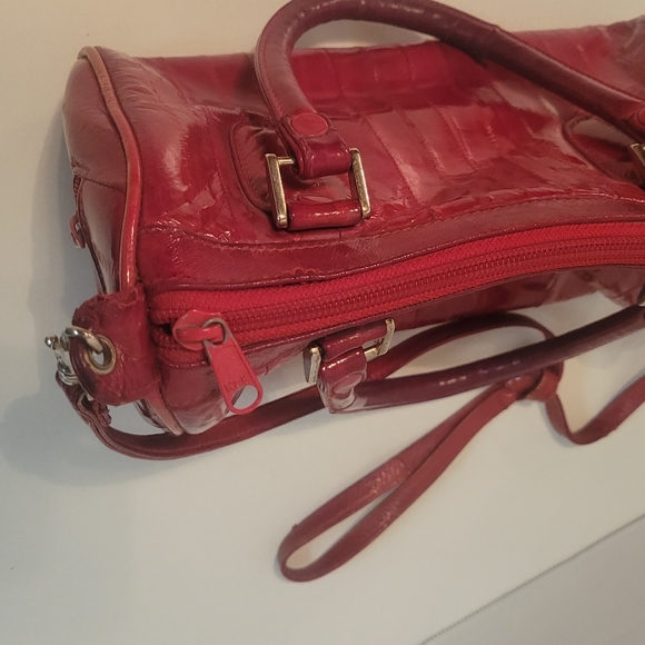 Genuine Eel Skin Small Duffel Bag Red Cherry - Picture 9 of 12